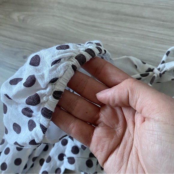 Majorelle revolve emily white long sleeve blouse top maroon polka dot size S - Picture 13 of 14